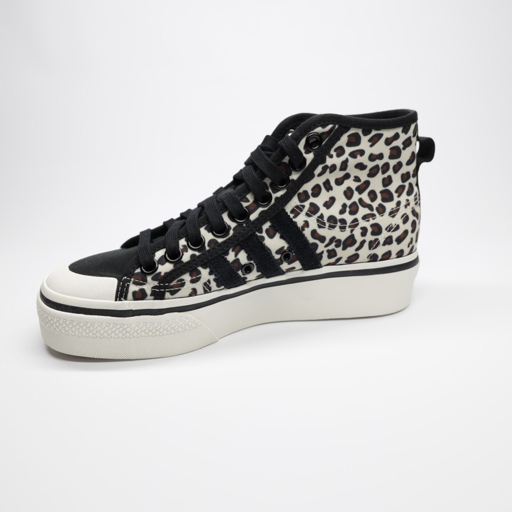 Adidas Originals Women's Nizza Platform Mid Shoes White/Black/Beige Size‎ 9 - Picture 3 of 9